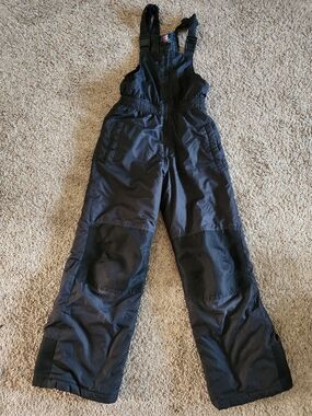 Black Insulated Snow Bib Overalls For Kids Size 14/16